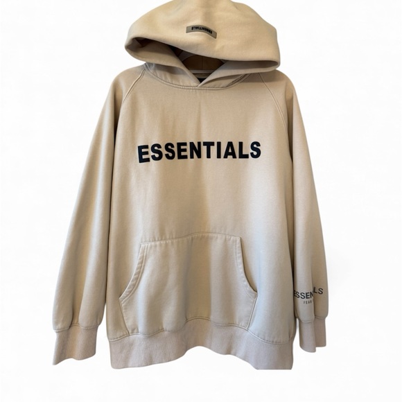 Essentials Beige Hoodie for Men - Picture 2 of 7